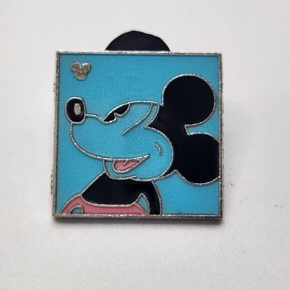 Disney Pin Trading Mickey Mouse Neon Blue Square 2010 Hidden Mickey #3 - Picture 1 of 4